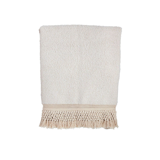Cream Tassel Throw Blanket