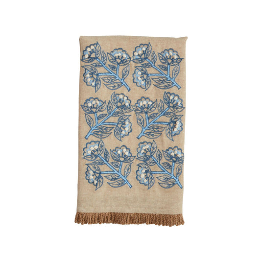 Cornflower Print Embroidery Towel