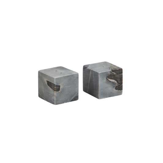 Grey Marble Cube Salt and Pepper