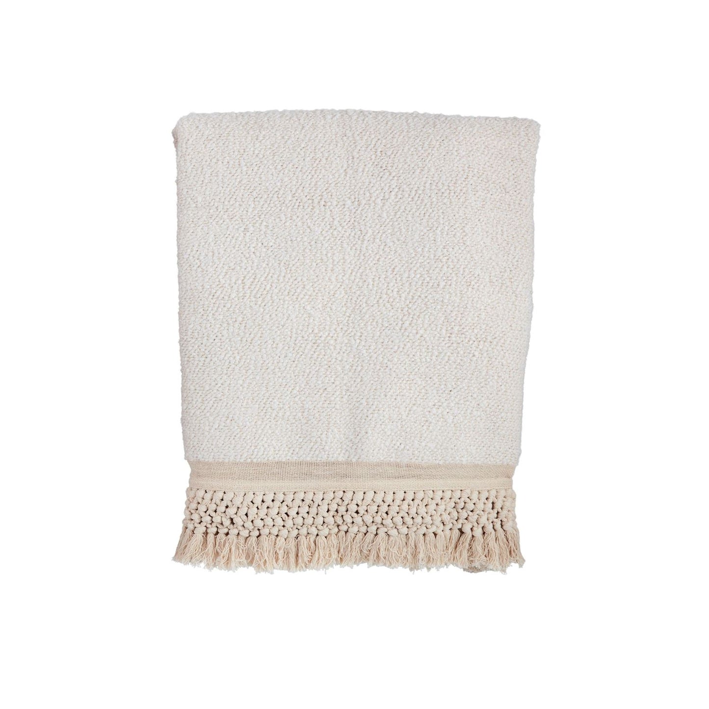 Cream Tassel Throw Blanket