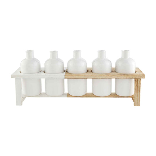 White Two-Tone Vase Stand Set